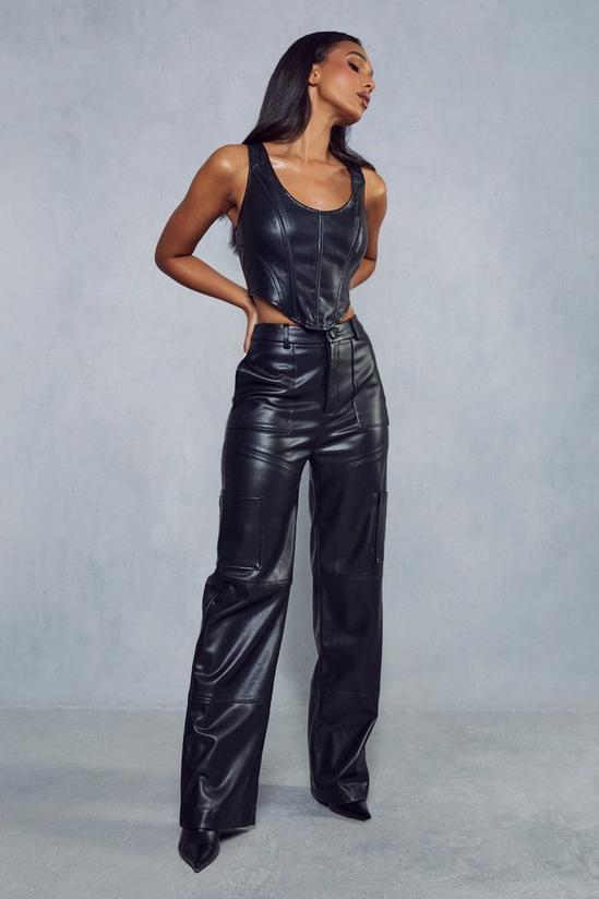 MissPap Leather Look Cargo Trousers 5