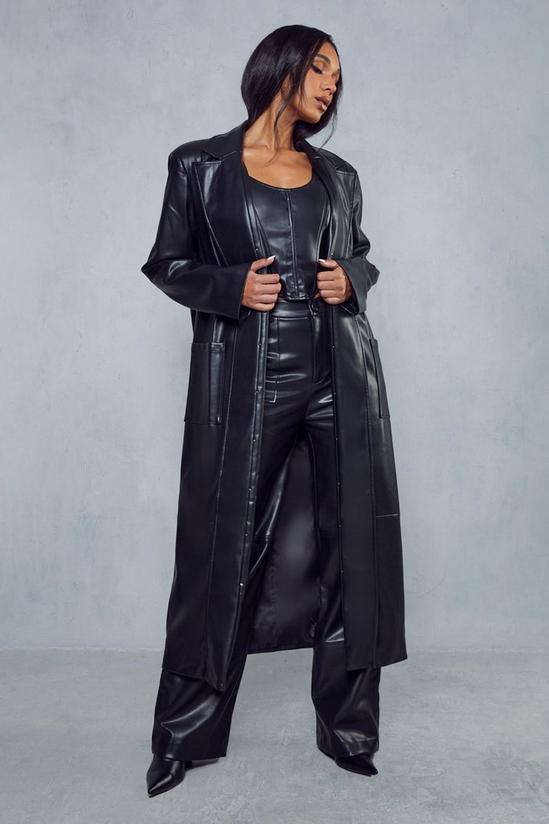MissPap Leather Look Longline Coat 2