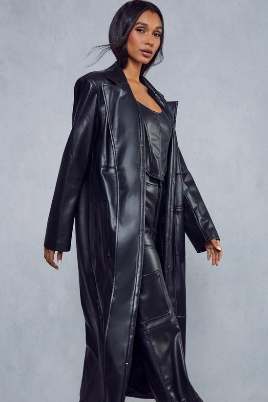MissPap Leather Look Longline Coat 3