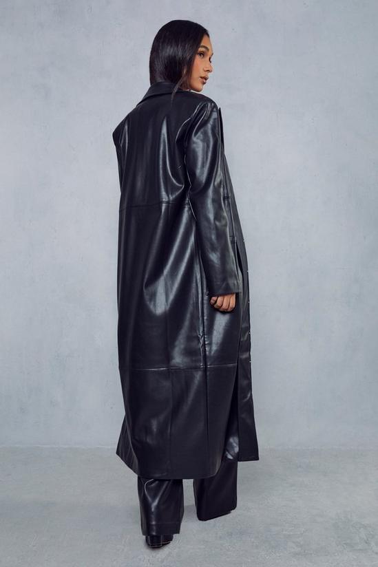 MissPap Leather Look Longline Coat 4
