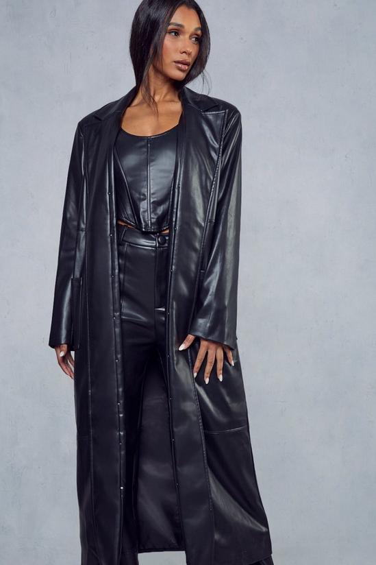 MissPap Leather Look Longline Coat 6