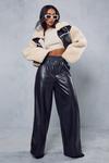 MissPap Leather Look Ruched Waist Wide Leg Trousers thumbnail 1