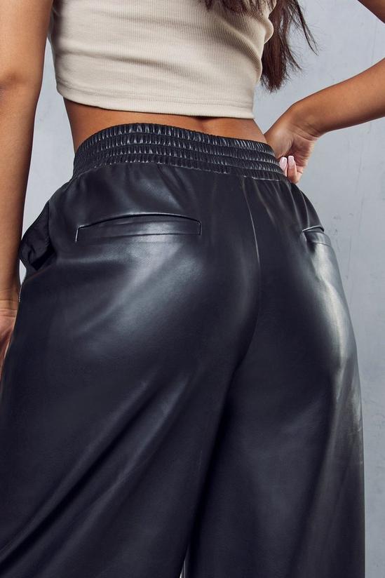 MissPap Leather Look Ruched Waist Wide Leg Trousers 2