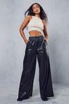 MissPap Leather Look Ruched Waist Wide Leg Trousers thumbnail 5