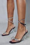 MissPap Clear Diamante Bow Strappy Heels thumbnail 1