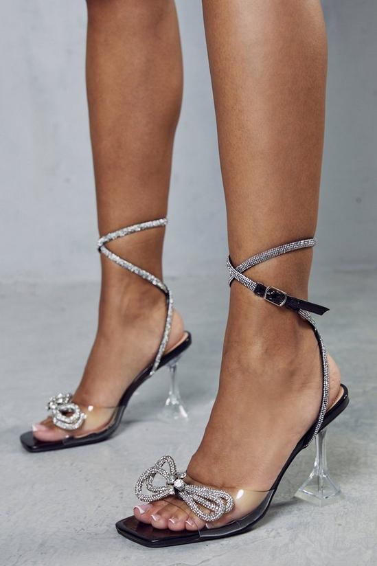 MissPap Clear Diamante Bow Strappy Heels 1