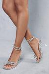 MissPap Clear Diamante Bow Strappy Heels thumbnail 1