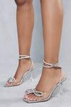 MissPap Clear Diamante Bow Strappy Heels thumbnail 3