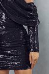 MissPap Premium Sequin Drape Sleeve Corseted Dress thumbnail 6