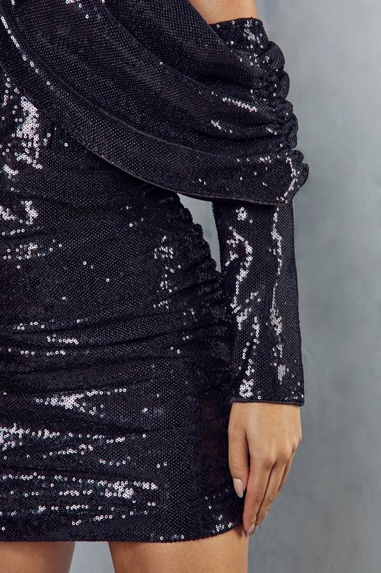 MissPap Premium Sequin Drape Sleeve Corseted Dress 6