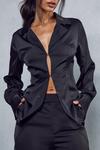 MissPap Satin Plunge Fitted Shirt thumbnail 5