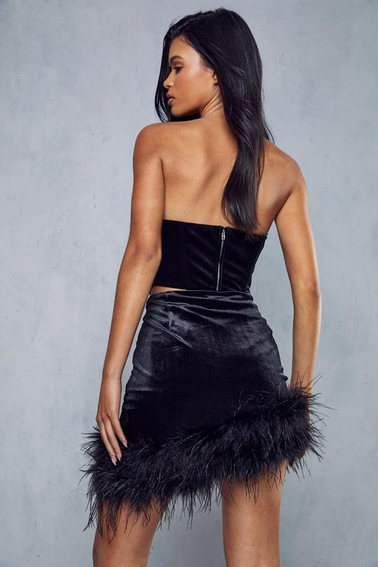 MissPap Premium Velvet Feather Detail Skirt 3