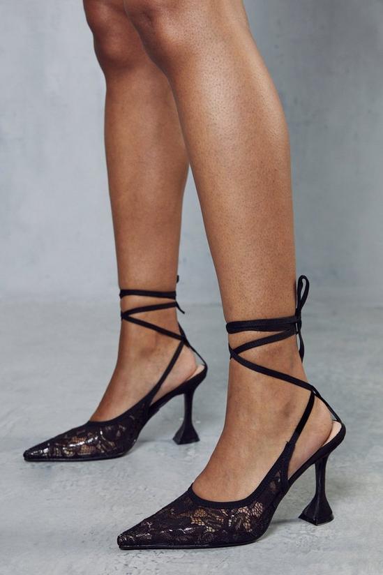 MissPap Lace Detail Strappy Lace Up Heels 1
