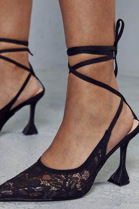 MissPap Lace Detail Strappy Lace Up Heels 2