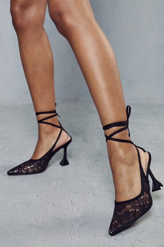 MissPap Lace Detail Strappy Lace Up Heels 3