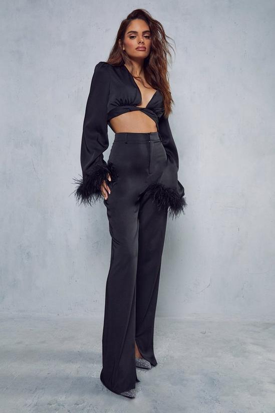 MissPap Satin Twist Front Feather Co-ord 2