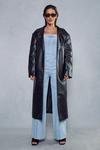 MissPap Leather Look Belted Trench Coat thumbnail 1