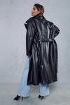 MissPap Leather Look Belted Trench Coat thumbnail 3