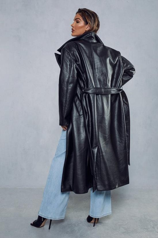 MissPap Leather Look Belted Trench Coat 3