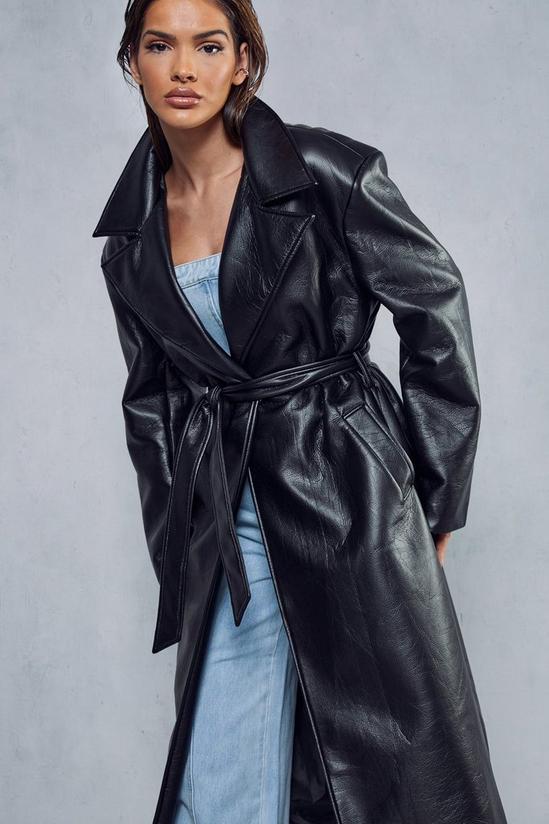 MissPap Leather Look Belted Trench Coat 6