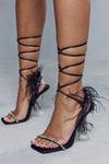MissPap Feather Diamante Detail Tie Up Strappy Heel thumbnail 1
