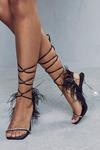 MissPap Feather Diamante Detail Tie Up Strappy Heel thumbnail 3