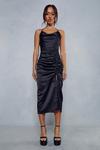 MissPap Premium Satin Cowl Neck Ruched Side Midi Dress thumbnail 1