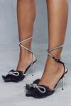MissPap Diamante Oversized Mesh Bow Strappy Heels thumbnail 1