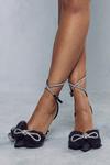 MissPap Diamante Oversized Mesh Bow Strappy Heels thumbnail 3