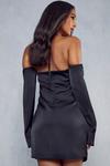 MissPap Premium Satin Halterneck Bardot Split Sleeve Dress thumbnail 3