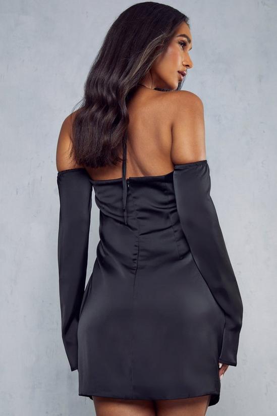 MissPap Premium Satin Halterneck Bardot Split Sleeve Dress 3