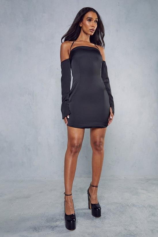 MissPap Premium Satin Halterneck Bardot Split Sleeve Dress 4