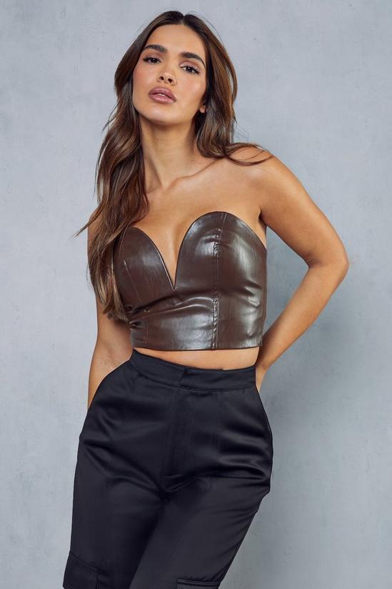 MissPap Leather Look Plunge Corset Top 5
