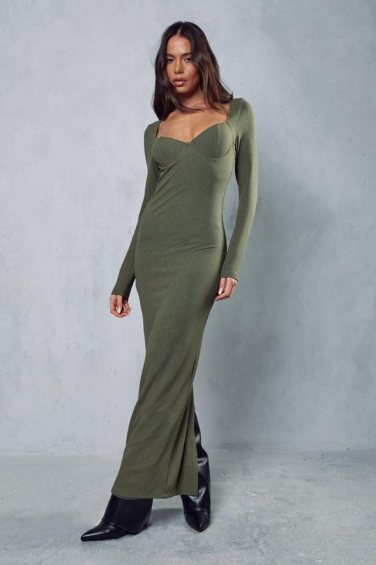 MissPap Ribbed Cupped Long Sleeve Maxi Dress 1