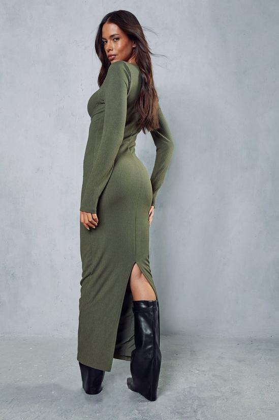 MissPap Ribbed Cupped Long Sleeve Maxi Dress 3
