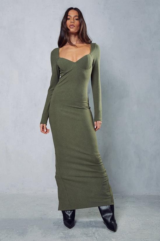 MissPap Ribbed Cupped Long Sleeve Maxi Dress 4