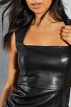 MissPap Premium Leather Look Square Neck Ruched Mini Dress thumbnail 4