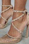 MissPap Embellished Diamante Cross Over Strappy Heels thumbnail 2
