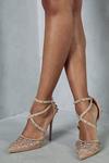 MissPap Embellished Diamante Cross Over Strappy Heels thumbnail 3