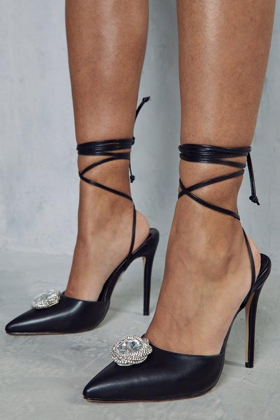 MissPap Embellished Diamante Lace Up Strappy Heels 3
