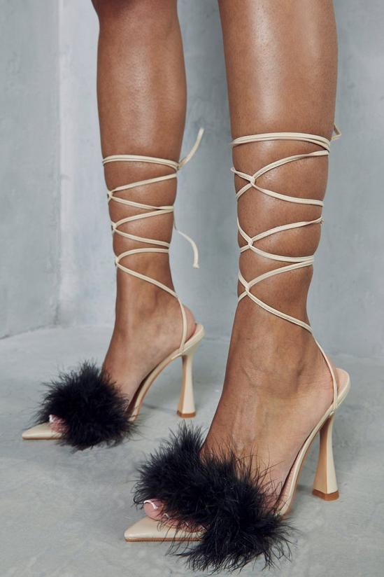 MissPap Contrast Lace Up Feather Heels 3