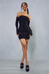 MissPap Double Layer Ruched Long Sleeve Bardot Dress thumbnail 4