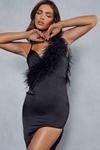MissPap Lexi Satin Feather Asymmetric Midi Dress thumbnail 2