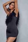 MissPap Lexi Satin Feather Asymmetric Midi Dress thumbnail 6