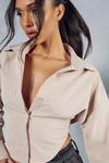 MissPap Ruched Strap Detail Cut Out Fitted Shirt thumbnail 6