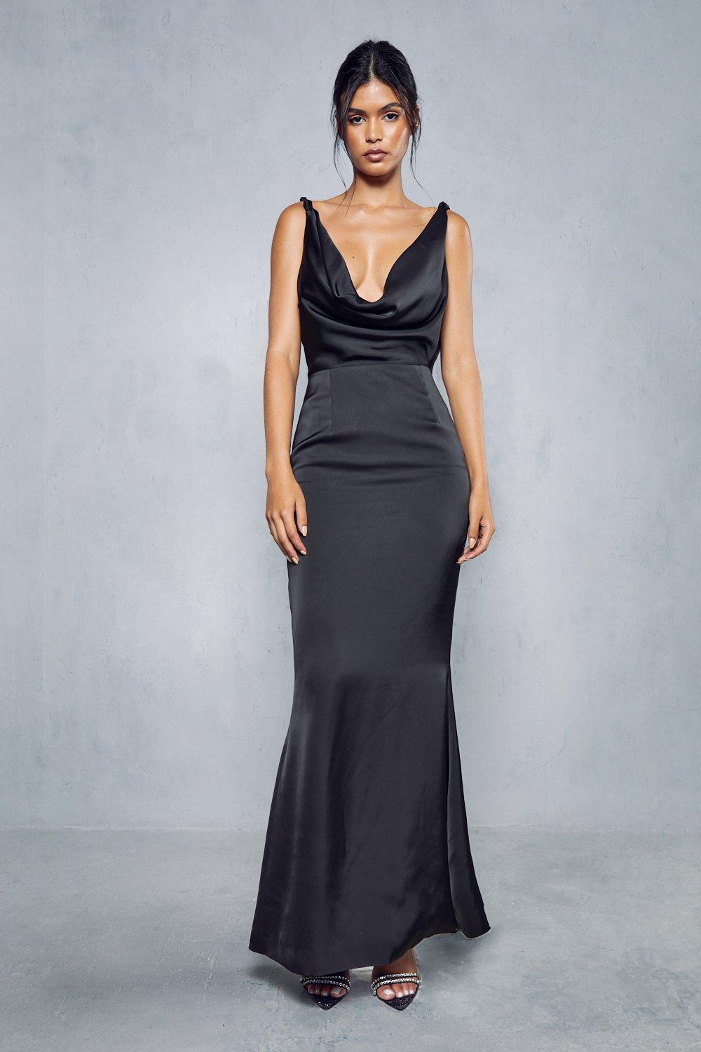 Satin cowl best sale maxi dress