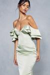 MissPap Premium Satin Corseted Bardot Frill Maxi Dress thumbnail 2