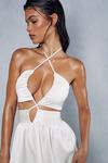 MissPap Textured Satin Strappy Cut Out Playsuit thumbnail 2