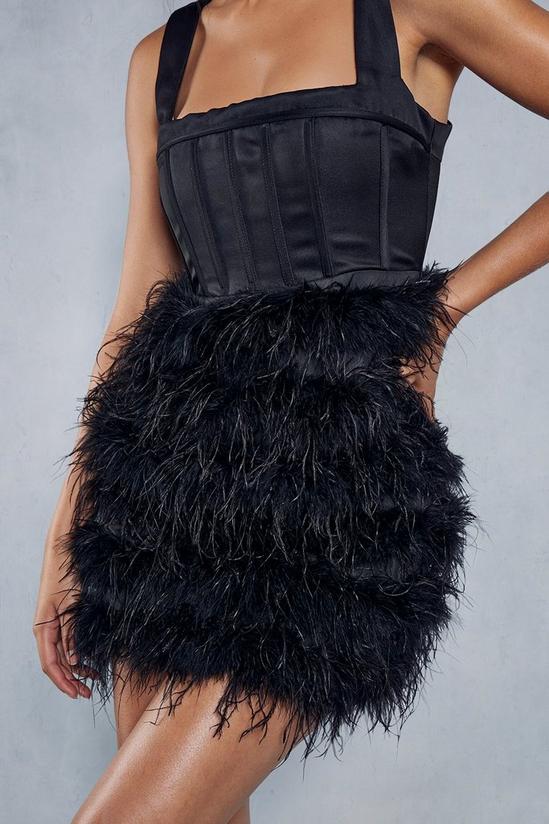 MissPap Premium Square Neck Corset Feather Skirt Mini Dress 2