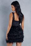 MissPap Premium Square Neck Corset Feather Skirt Mini Dress thumbnail 3